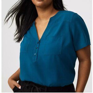 Torrid Harper Challis Short Sleeve Blouse – Legion Blue | Size 1 (14/16)